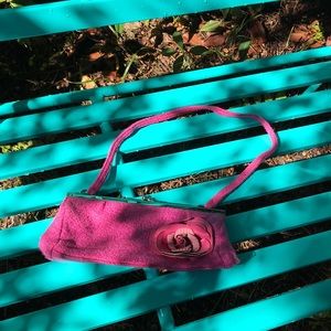 Vintage Hot pink bouclé with rose clutch